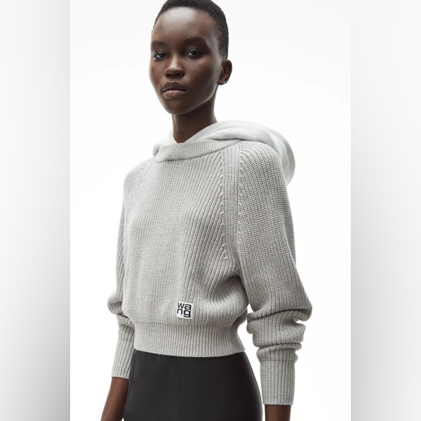 Nwt Alexander Wang Utility Bi-Layer Style Sweatshirt Hoodie Sweater Pullover Xs